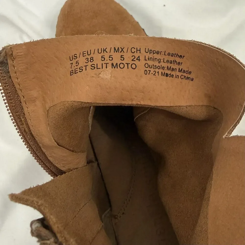 GENTLE SOULS Kenneth Cole Benton Slit Suede Buckle Ankle Boots 7.5 Brown EUC